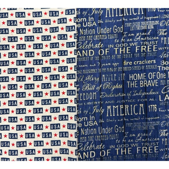 2x Patriotic Print Fabric 100% Cotton Quilting Craft USA Flag 1.5 yds - Picture 1 of 2